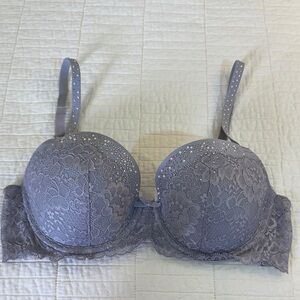 Victoria's Secret Dream Angels Lined Demi 36C Rhinestone Pearl Lace Bra Lavender